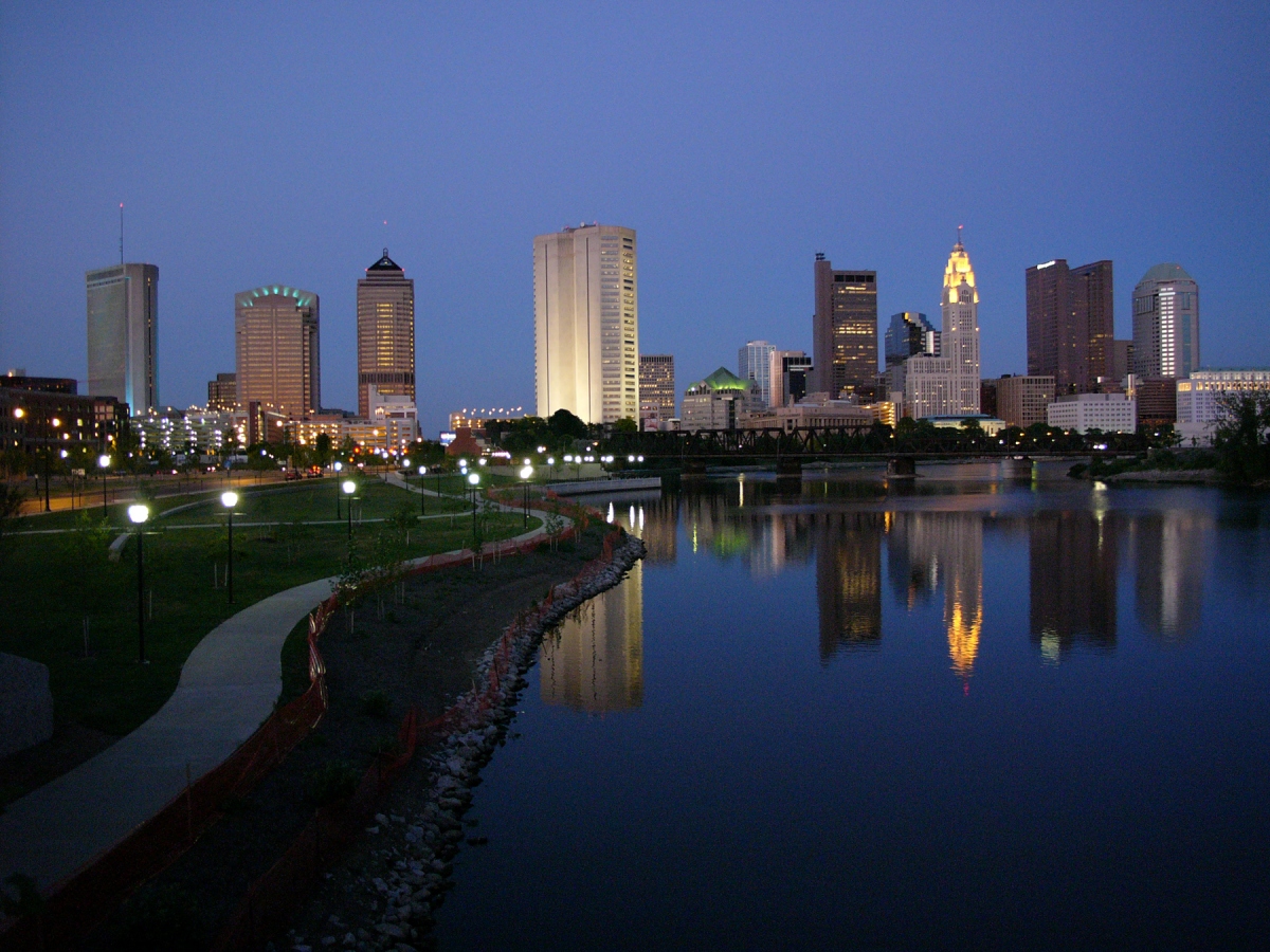 Downtown Columbus at dusk